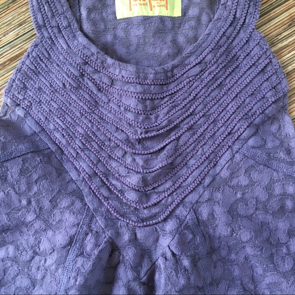 Free People Top Mauve Purple Sleeveless Lace Size S Stretch Fit & Flare Boho - Picture 5 of 11